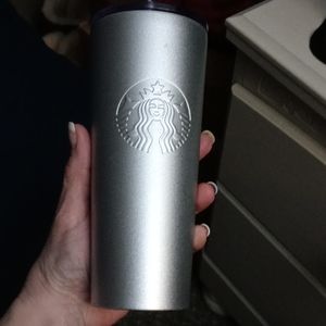 all silver starbucks cup